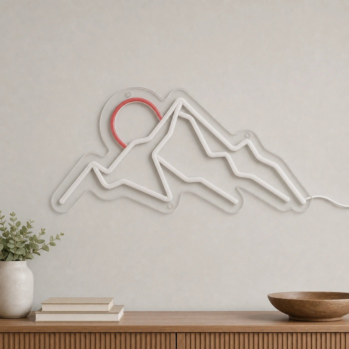 Three Mountain Peaks And Half Sun LED Neon Sign - Shineneon