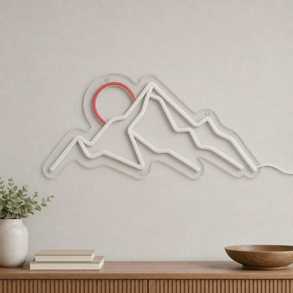 Three Mountain Peaks And Half Sun LED Neon Sign - Shineneon