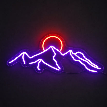 Three Mountain Peaks With Round Sun LED Neon Sign main product image