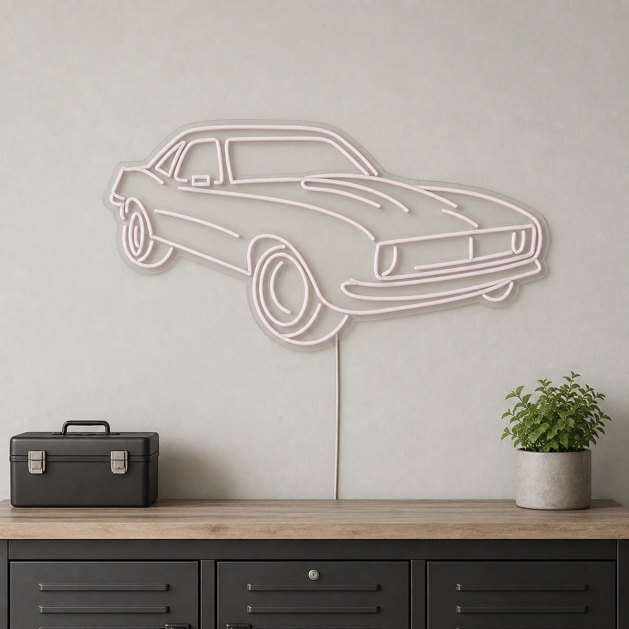 Three Quarter Muscle Car LED Neon Sign size image