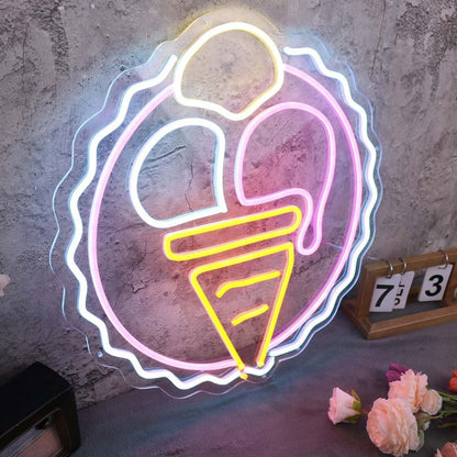 Three Scoops Ice Cream Cone Custom Led Neon Sign - Shineneon