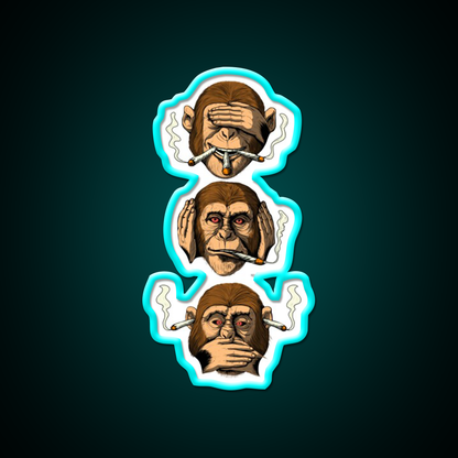 Three Wise Monkey Stoners Hemp Inspired Green Leaf Led Neon Sign Rgb Color - Size and dimension reference