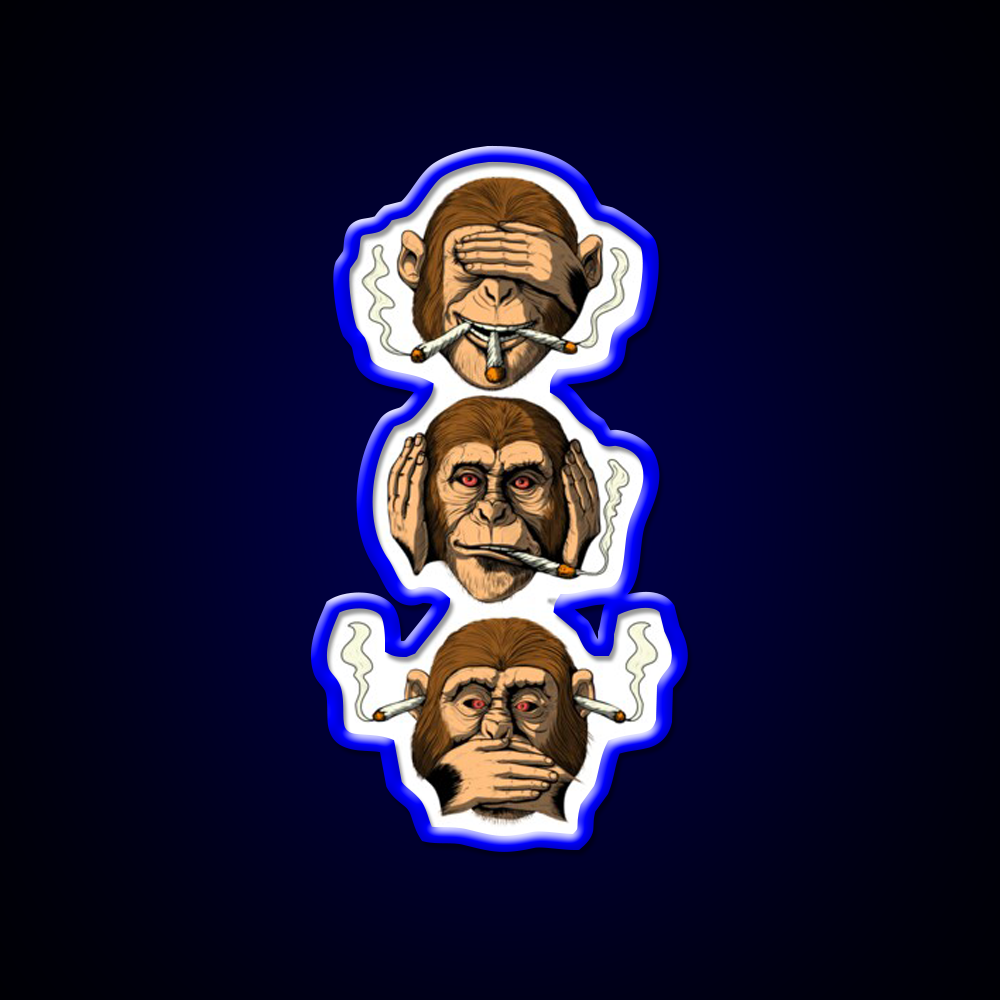 Three Wise Monkey Stoners Hemp Inspired Green Leaf Led Neon Sign Rgb Color - LED neon sign view 5