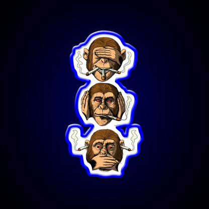 Three Wise Monkey Stoners Hemp Inspired Green Leaf Led Neon Sign Rgb Color - LED neon sign view 5