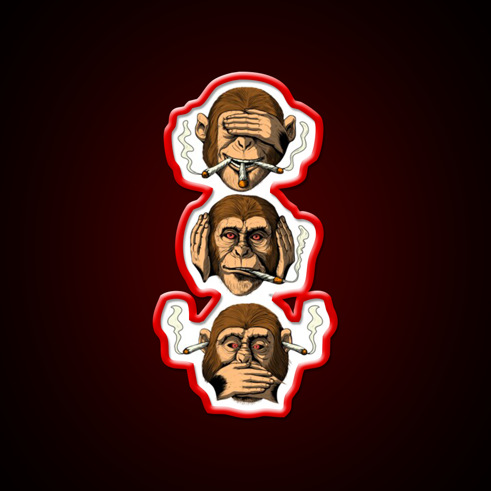 Three Wise Monkey Stoners Hemp Inspired Green Leaf Led Neon Sign Rgb Color - LED neon sign view 10