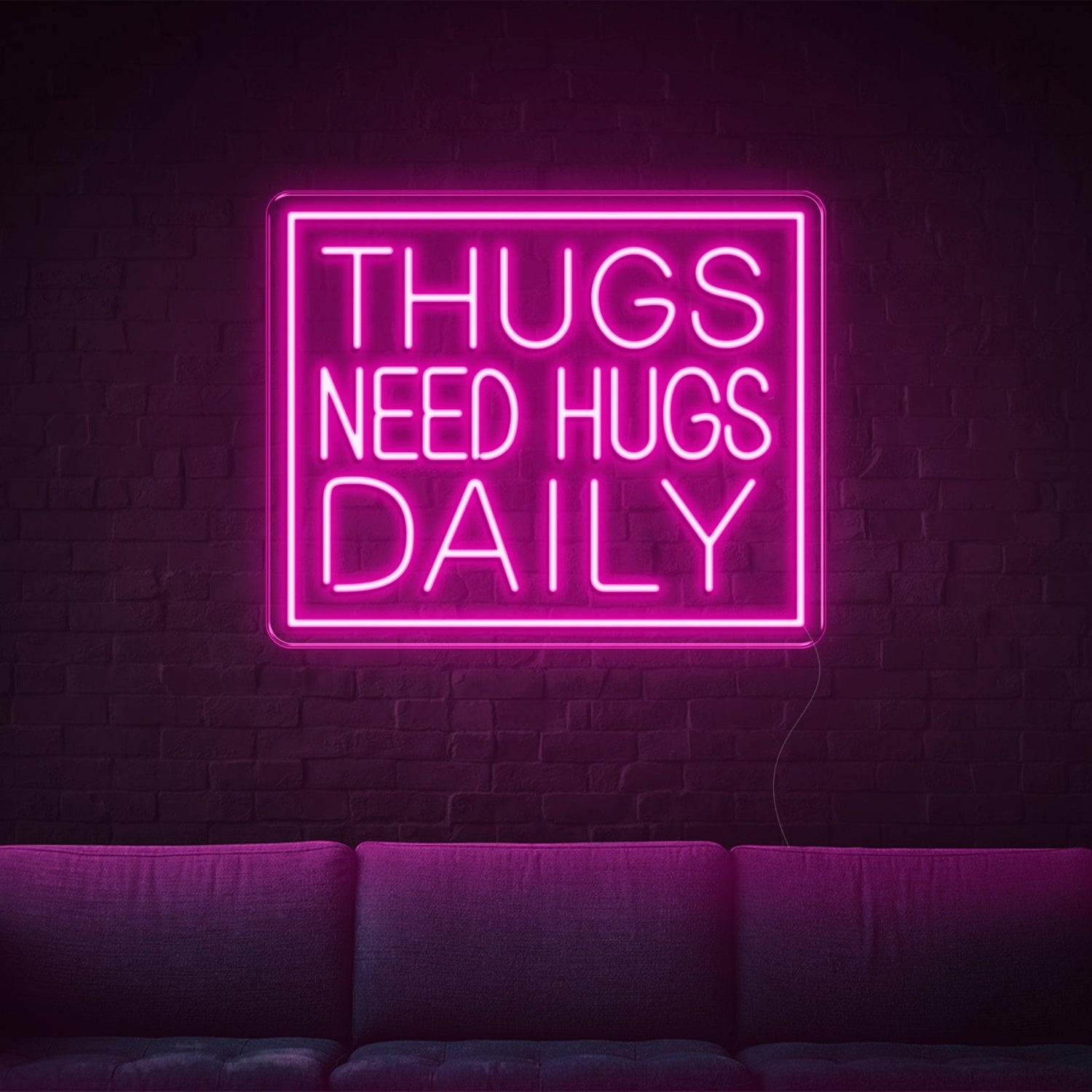 Thugs Need Hugs Daily Blue Text Led Neon Sign For Indoor Decor | Shineneon