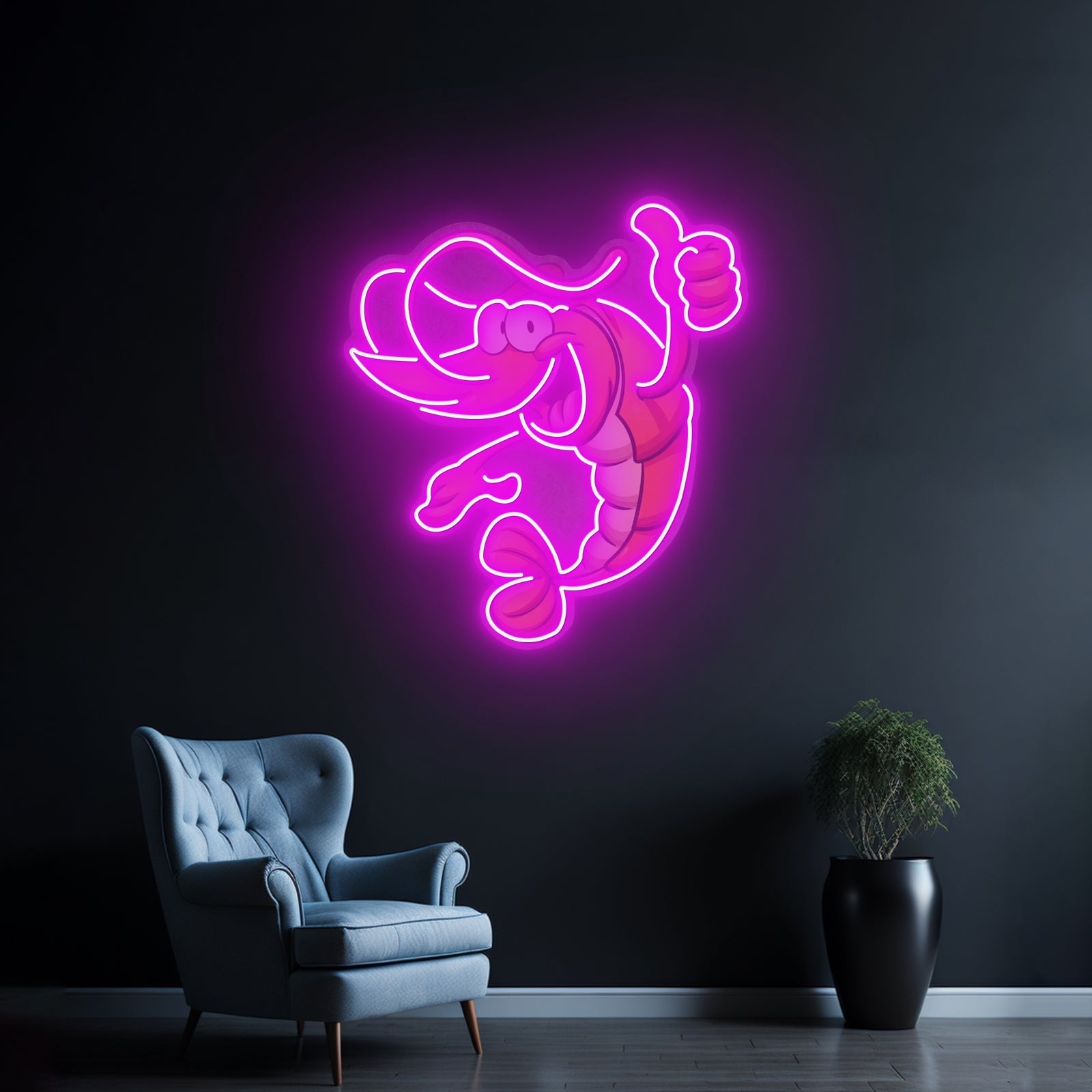 Thumps Up Shrimp Custom Led Signs Artwork For Sale - Shineneon