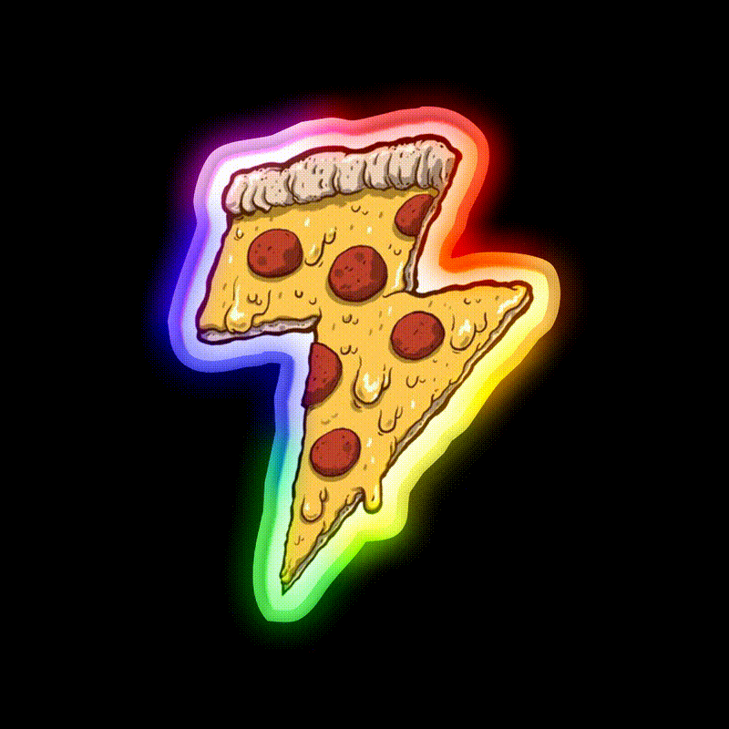 Thunder Cheesy Pizza Fast Food Led Neon Sign For Burger Place Rgb Color - LED neon sign close-up detail