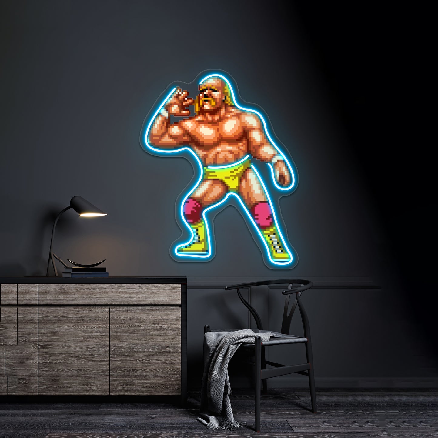 Thunder Mania Wrestlefest Artwork Personalized Neon Signs