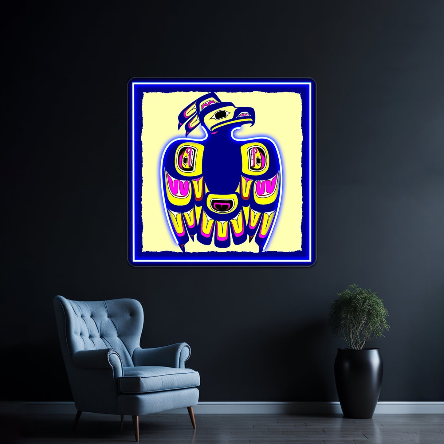 Thunderbird Abstract Indigenous Art Print Wall Artwork Neon Signs