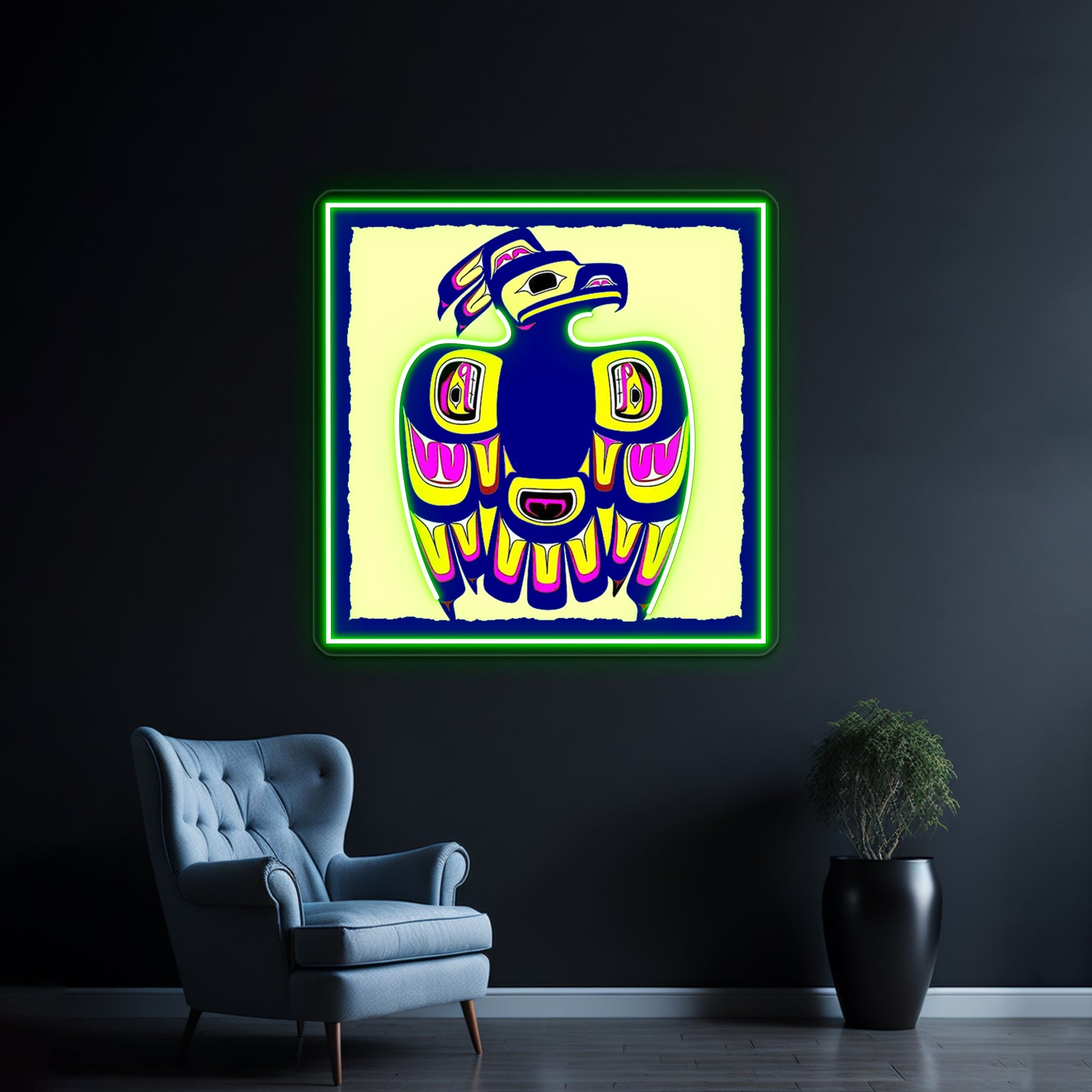 Thunderbird Abstract Indigenous Art Print Wall Artwork Neon Signs | Shineneon
