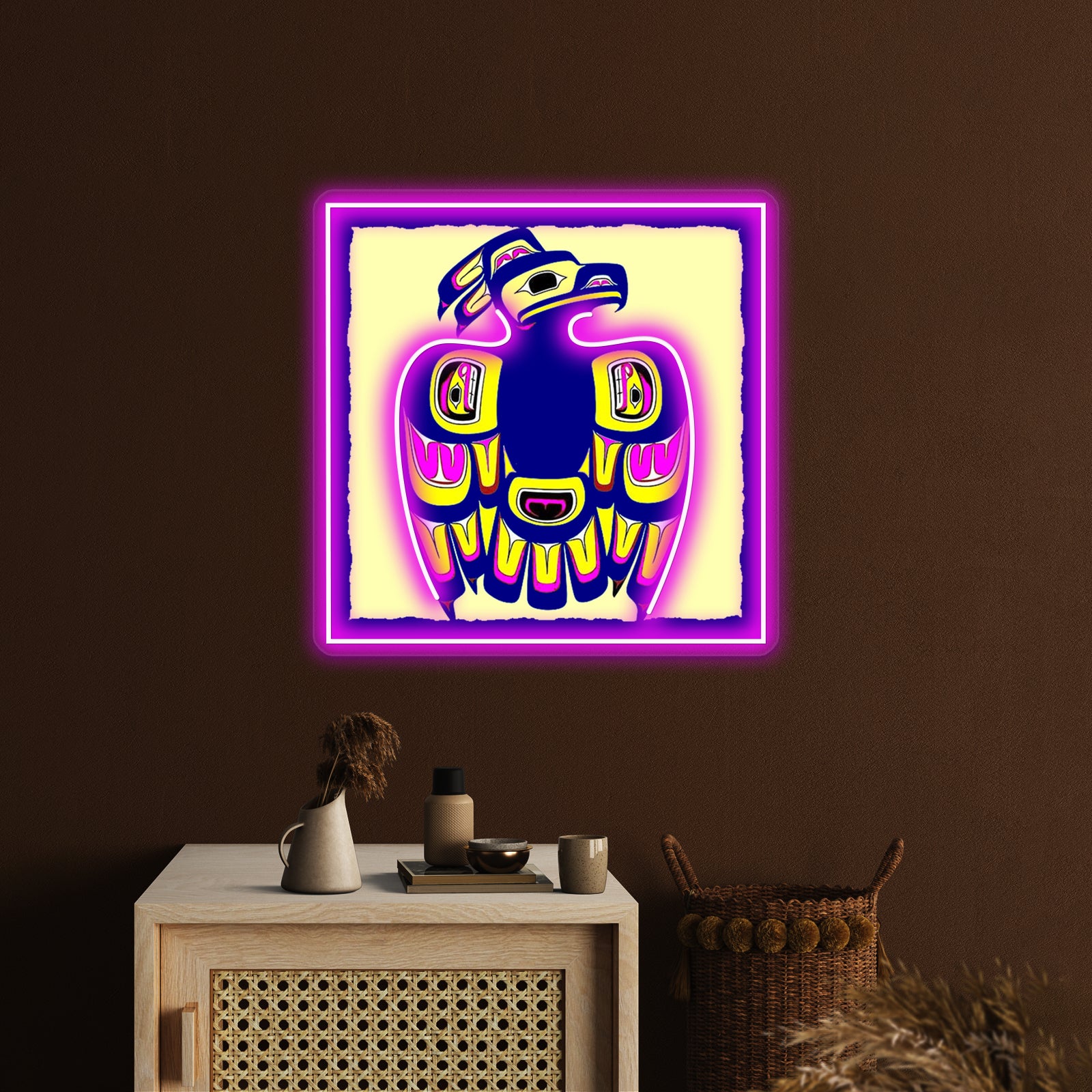 Thunderbird Abstract Indigenous Art Print Wall Artwork Neon Signs | Shineneon