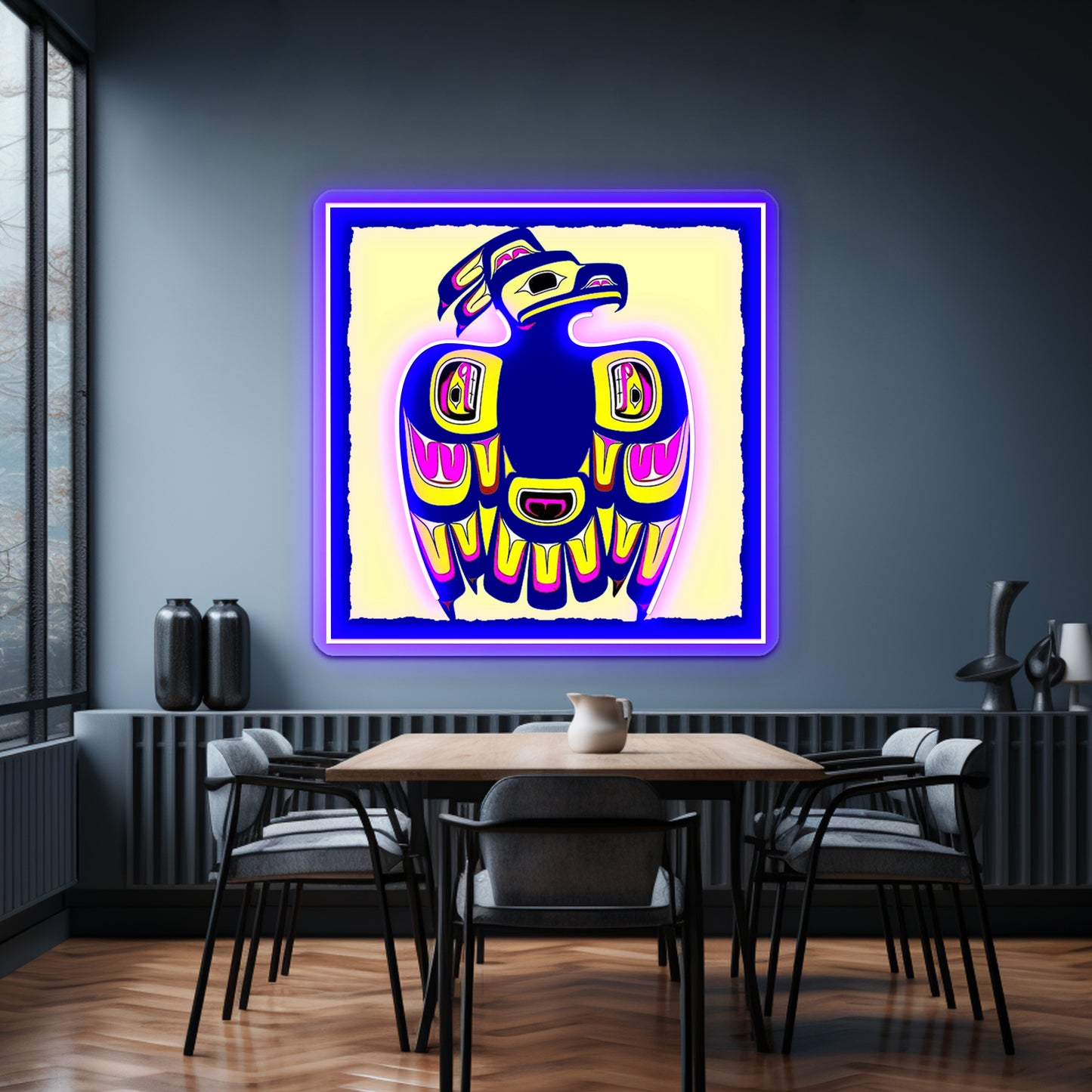 Thunderbird Abstract Indigenous Art Print Wall Artwork Neon Signs