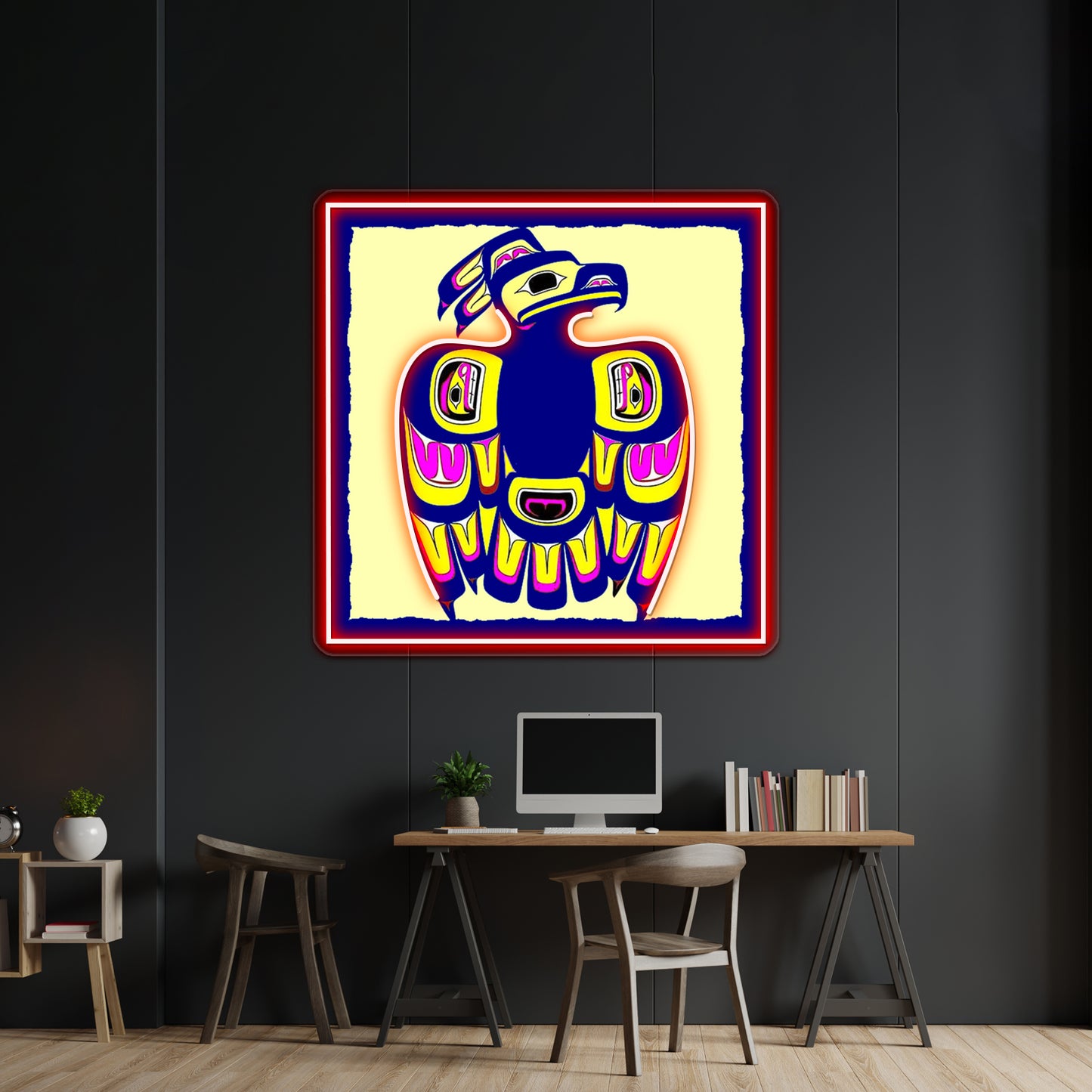 Thunderbird Abstract Indigenous Art Print Wall Artwork Neon Signs