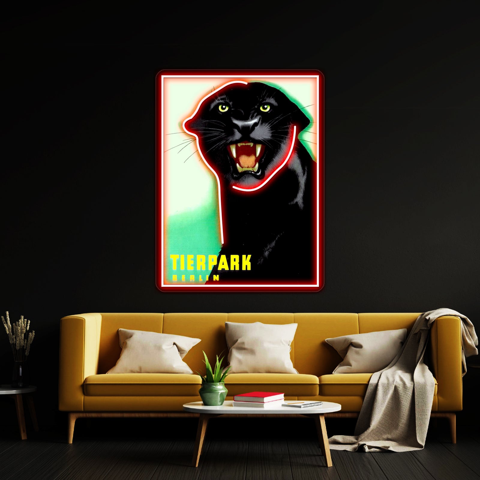 Tierpark Berlin Zoo Vintage Black Panther Print Wall Artwork Neon Signs | Shineneon