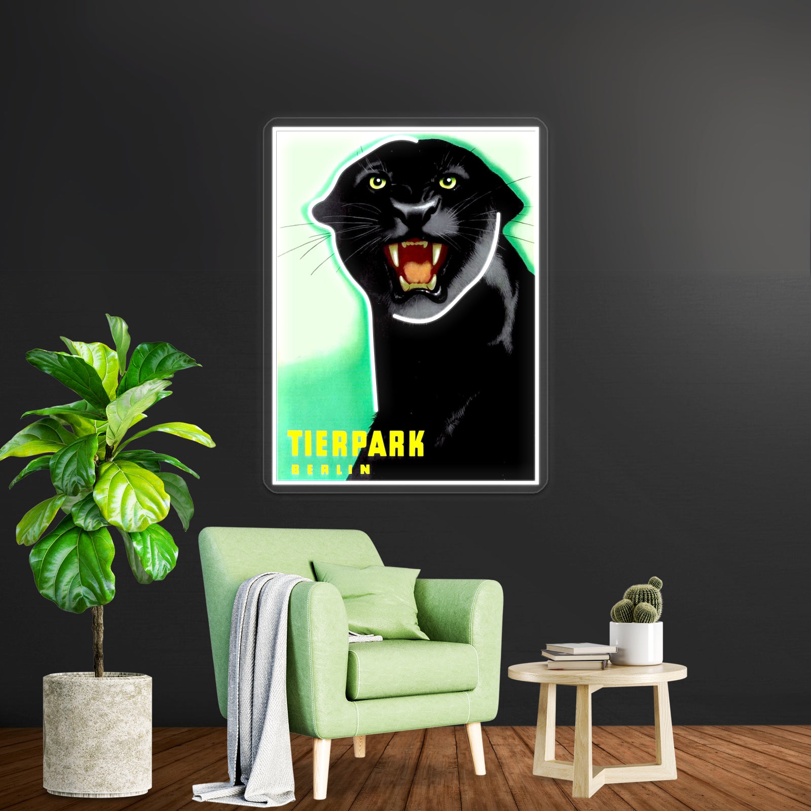 Tierpark Berlin Zoo Vintage Black Panther Print Wall Artwork Neon Signs | Shineneon