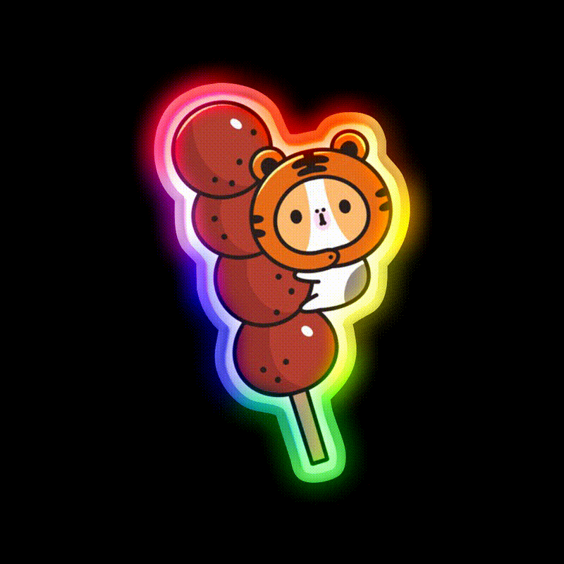 Tiger Bubu And Tanghulu Led Neon Sign Chinese Food Rgb Color
