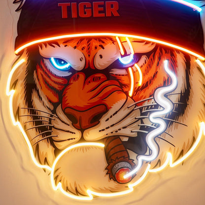 Tiger-Smoking-Blue-Orange-Red-Led-Neon-Sign-Bar-Gaming-Studio-Art | Shineneon
