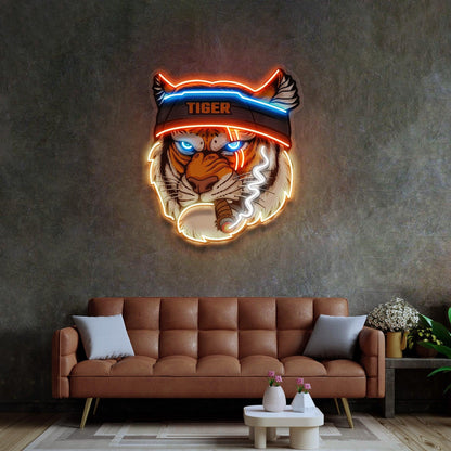 Tiger-Smoking-Blue-Orange-Red-Led-Neon-Sign-Bar-Gaming-Studio-Art | Shineneon