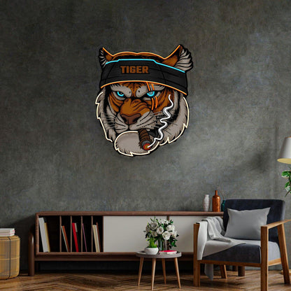 Tiger-Smoking-Blue-Orange-Red-Led-Neon-Sign-Bar-Gaming-Studio-Art | Shineneon