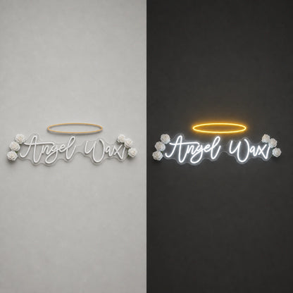 Tiger Wings LED Neon Sign day and night comparison