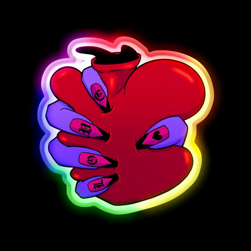 Tight Grip Heart Nail Salon Led Neon Sign Rgb Color - LED neon sign close-up detail
