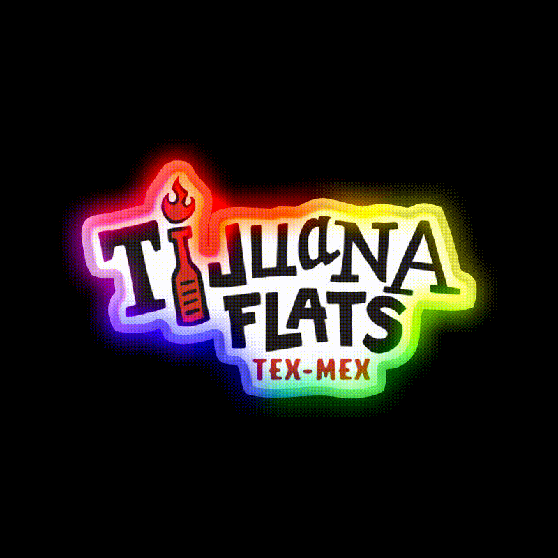 Tijuana Flats Fast Food Led Neon Sign For Burger Place Rgb Color - LED neon sign close-up detail