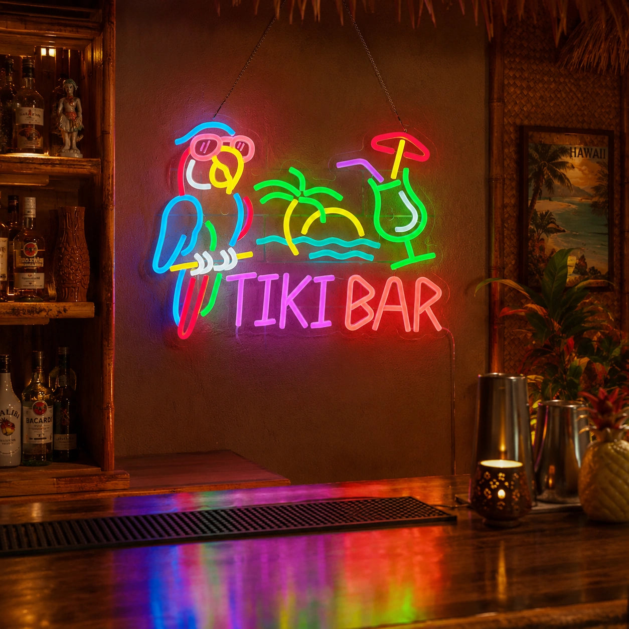 Tiki Bar Parrot Neon Sign LED Neon Sign real lifestyle scene
