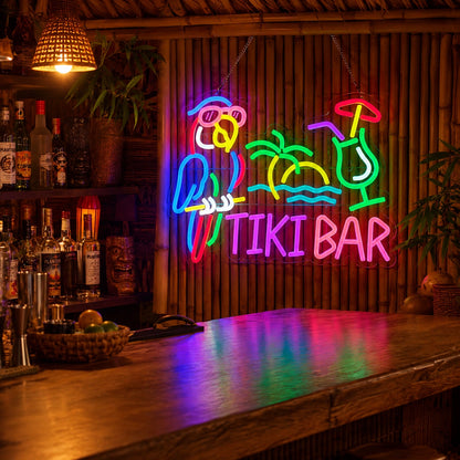 Tiki Bar Parrot Neon Sign Wall Art LED Neon Sign real lifestyle scene
