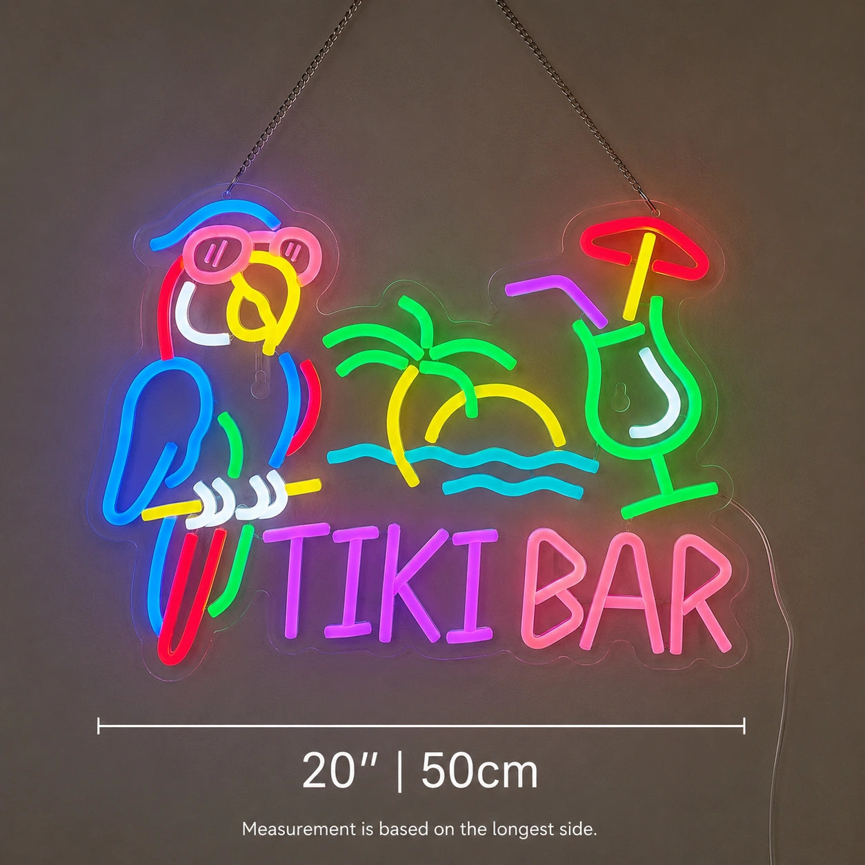 Tiki Bar Parrot Neon Sign Wall Art LED Neon Sign size image