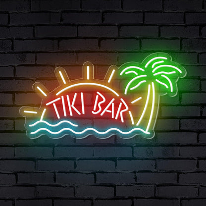 Tiki Bar Tropical Beach Led Neon Sign With Sun Palm Waves For Bars Restaurants | Shineneon