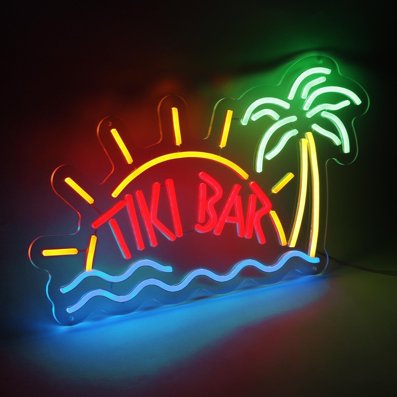 Tiki Bar Tropical Beach Led Neon Sign With Sun Palm Waves For Bars Restaurants | Shineneon