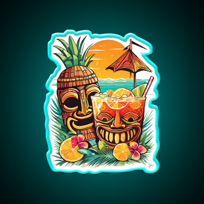 Tiki Cocktail Bar Decor Led Neon Sign Rgb Color - Size and dimension reference