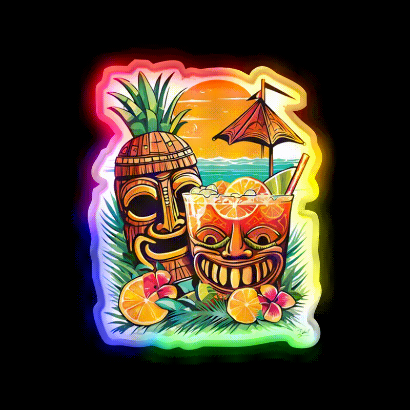 Tiki Cocktail Bar Decor Led Neon Sign Rgb Color - LED neon sign close-up detail