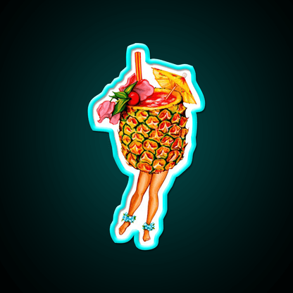 Tiki Cocktail Pin Up Pineapple Cocktail Bar Decor Led Neon Sign Rgb Color - Shineneon