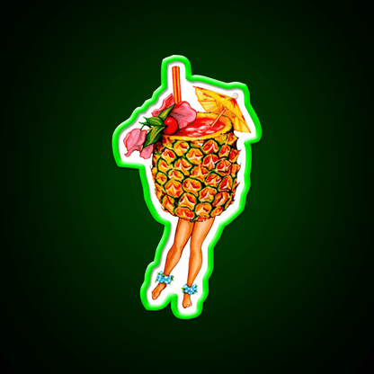 Tiki Cocktail Pin Up Pineapple Cocktail Bar Decor Led Neon Sign Rgb Color - Shineneon