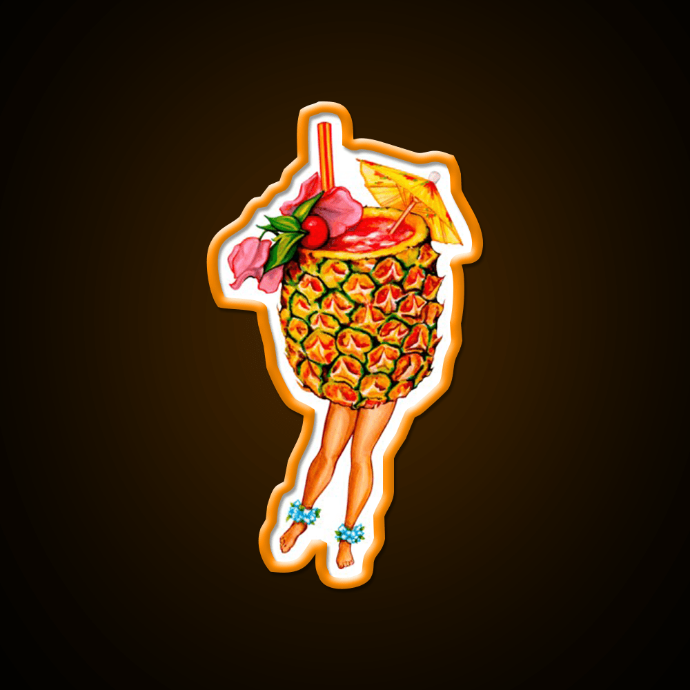 Tiki Cocktail Pin Up Pineapple Cocktail Bar Decor Led Neon Sign Rgb Color - Shineneon