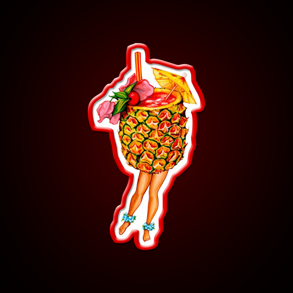 Tiki Cocktail Pin Up Pineapple Cocktail Bar Decor Led Neon Sign Rgb Color - Shineneon