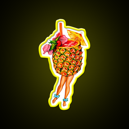 Tiki Cocktail Pin Up Pineapple Cocktail Bar Decor Led Neon Sign Rgb Color - LED neon sign view 7