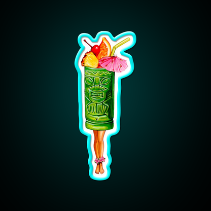 Tiki Cocktail Pin Up Tiki Head Cocktail Bar Decor Led Neon Sign Rgb Color - Size and dimension reference
