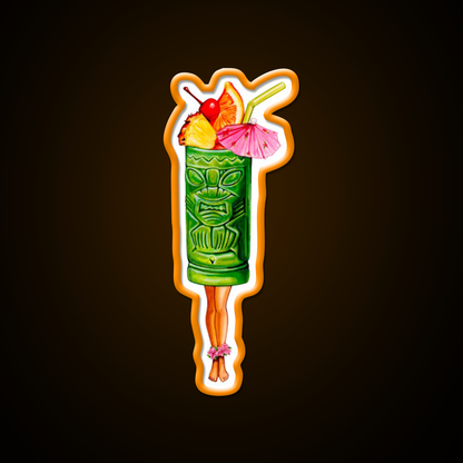 Tiki Cocktail Pin Up Tiki Head Cocktail Bar Decor Led Neon Sign Rgb Color - LED neon sign view 6