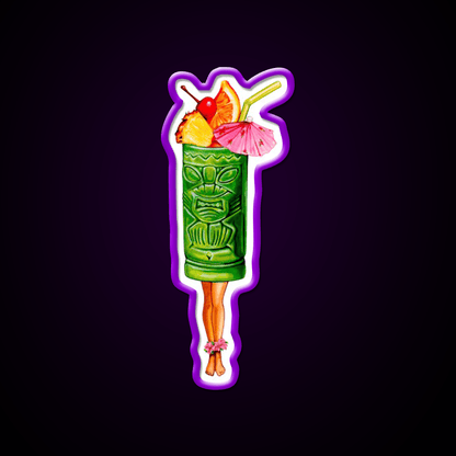 Tiki Cocktail Pin Up Tiki Head Cocktail Bar Decor Led Neon Sign Rgb Color - Shineneon