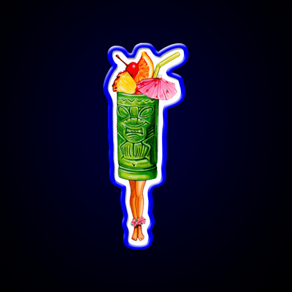 Tiki Cocktail Pin Up Tiki Head Cocktail Bar Decor Led Neon Sign Rgb Color - Shineneon