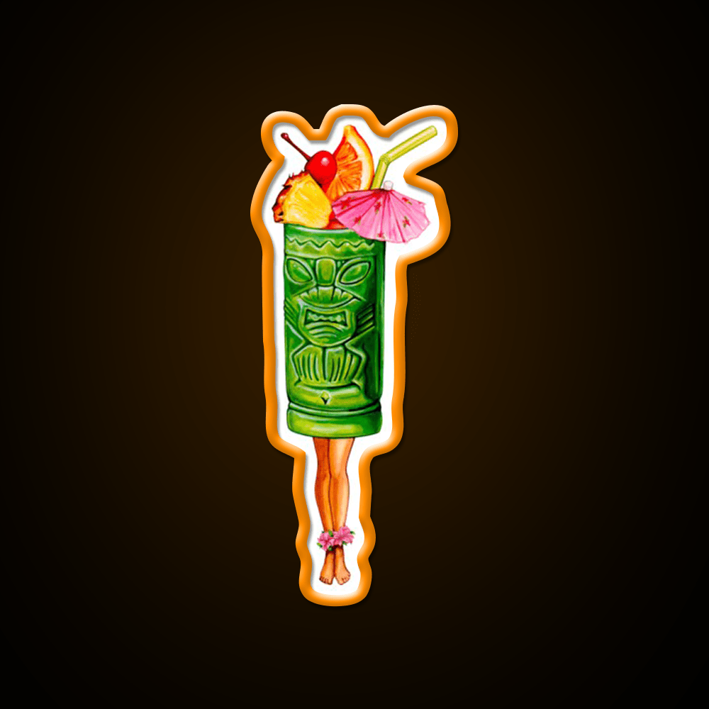 Tiki Cocktail Pin Up Tiki Head Cocktail Bar Decor Led Neon Sign Rgb Color - Shineneon