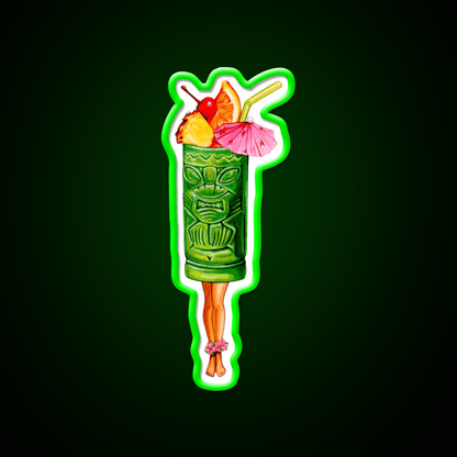 Tiki Cocktail Pin Up Tiki Head Cocktail Bar Decor Led Neon Sign Rgb Color - Shineneon