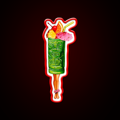 Tiki Cocktail Pin Up Tiki Head Cocktail Bar Decor Led Neon Sign Rgb Color - Shineneon