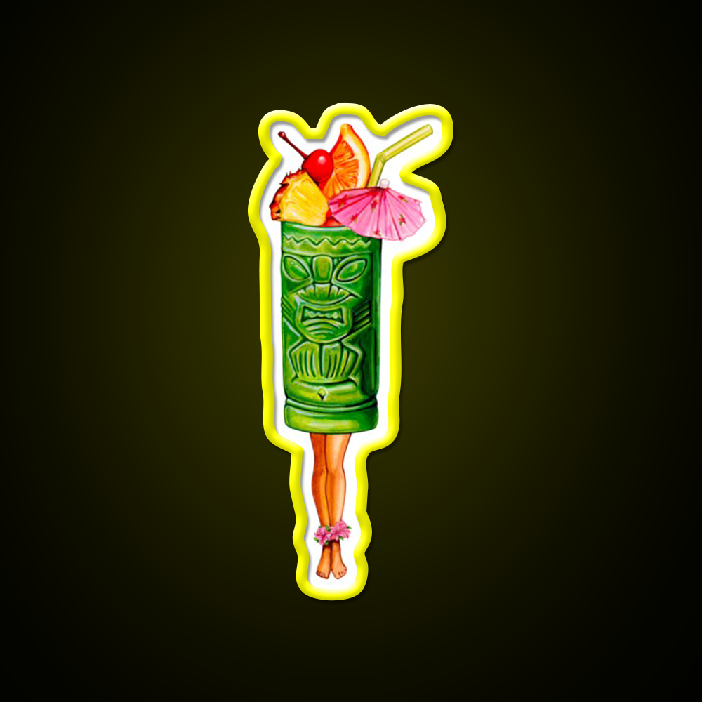 Tiki Cocktail Pin Up Tiki Head Cocktail Bar Decor Led Neon Sign Rgb Color - LED neon sign view 7