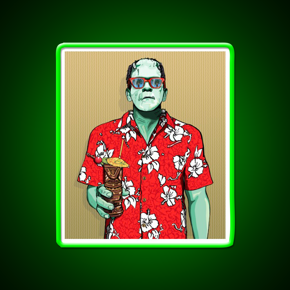 Tiki Frankenstein With Thatch Cocktail Bar Decor Led Neon Sign Rgb Color - LED neon sign view 8