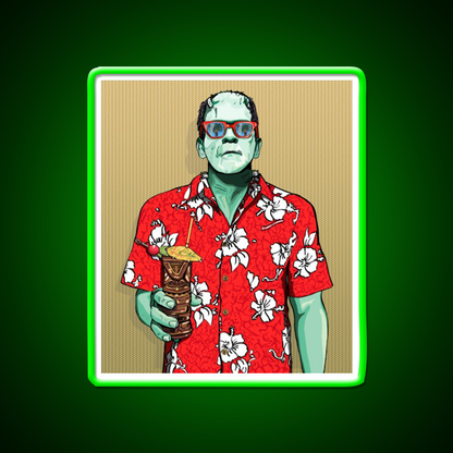 Tiki Frankenstein With Thatch Cocktail Bar Decor Led Neon Sign Rgb Color - LED neon sign view 8