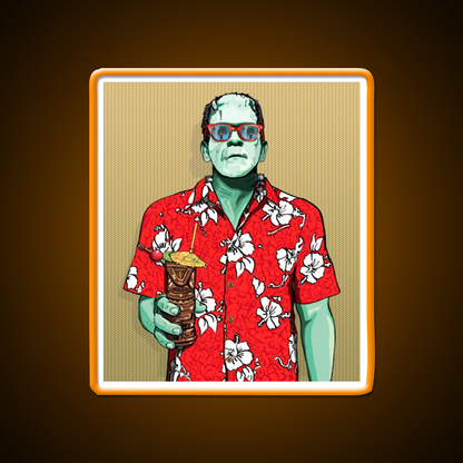 Tiki Frankenstein With Thatch Cocktail Bar Decor Led Neon Sign Rgb Color - LED neon sign view 6